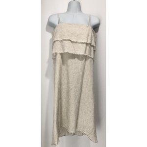 NWT ZARA OFF WHITE LINEN PIN STRIPE DRESS